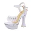 Schöne Weiß Garten / Im Freien Sandalen Damen 2020 Kristall Strass Knöchelriemen 14 cm Thick Heels Peeptoes Sandaletten