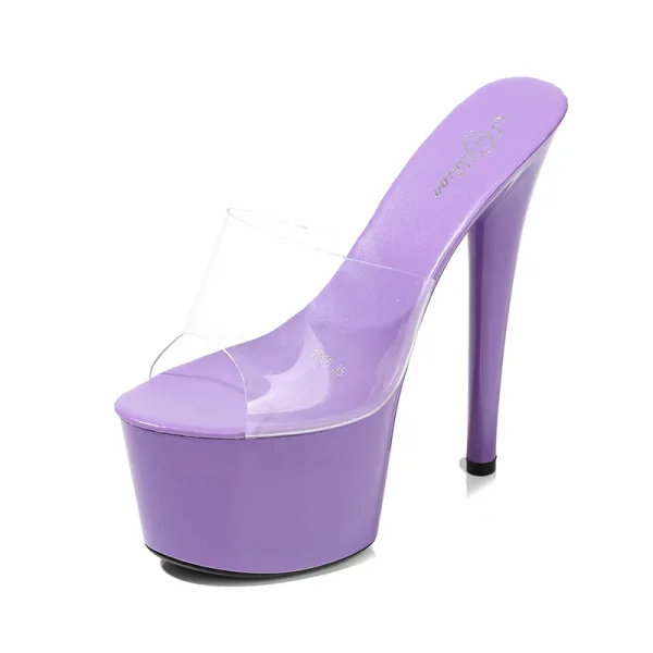 Transparent Blanche Club de carnaval Sandales Femme 2020 17 cm Talons Aiguilles Peep Toes / Bout Ouvert Sandales