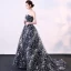Glitzernden Marineblau Festliche Kleider 2018 Ballkleid Glanz Pailletten Bandeau Rückenfreies Ärmellos Hof-Schleppe Abendkleider
