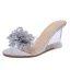 Fashion Black Street Wear Crystal Womens Sandals 2020 Appliques 8 cm Wedges Open / Peep Toe Sandals