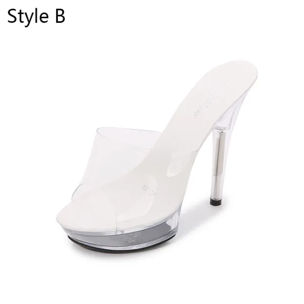 Sexy Blanche Club de carnaval Cristal Sandales Femme 2020 Bride Cheville 13 cm Talons Aiguilles Peep Toes / Bout Ouvert Sandales