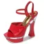 Chic / Belle Noire Club de carnaval Sandales Femme 2020 Cuir Verni Bride Cheville 14 cm Talons Épais Peep Toes / Bout Ouvert Sandales