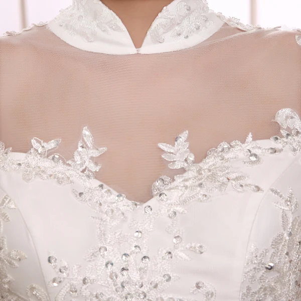 Style Chinois Rouge Robe De Soirée 2018 Trompette / Sirène Appliques En Dentelle Paillettes Col Haut Manches Courtes Train De Balayage Robe De Ceremonie
