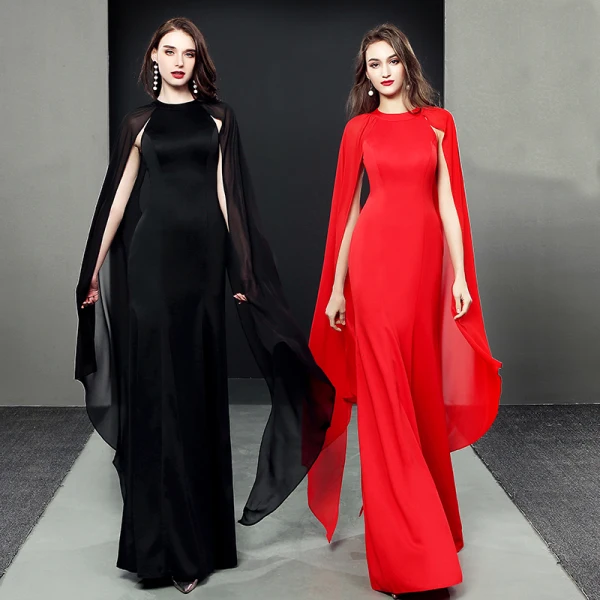 Amazing / Unique Black Evening Dresses 2018 Trumpet / Mermaid Scoop Neck Long Sleeve Floor-Length / Long Formal Dresses