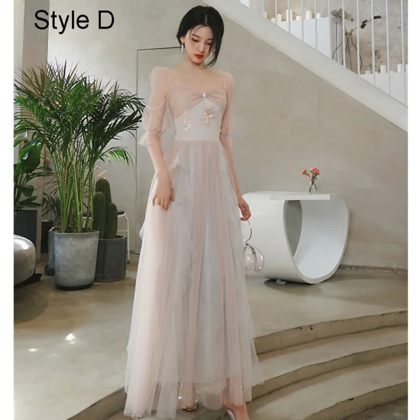 Modern / Fashion Blushing Pink Lace Flower Bridesmaid Dresses 2021 A-Line / Princess Scoop Neck Short Sleeve Backless Floor-Length / Long Bridesmaid Wedding Party Dresses