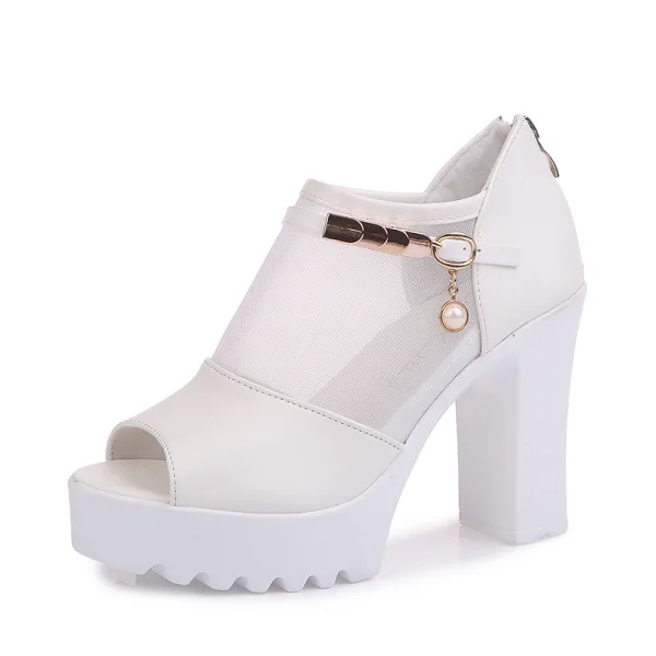 Chic / Beautiful Ivory Street Wear Womens Sandals 2020 Platform 10 cm Thick Heels Open / Peep Toe Sandals