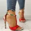 Chic / Beautiful Red Outdoor / Garden Floral Womens Sandals 2020 T-Strap 10 cm Stiletto Heels Open / Peep Toe Sandals