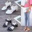Modest / Simple Ivory Street Wear Womens Sandals 2020 8 cm Thick Heels Open / Peep Toe Sandals