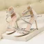Fashion White Evening Party Womens Sandals 2020 Sequins Ankle Strap 10 cm Stiletto Heels Open / Peep Toe Sandals