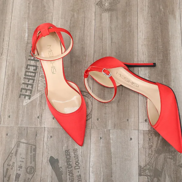 Schlicht Nude Datierung Sandalen Damen 2020 Knöchelriemen 10 cm Stilettos Spitzschuh Sandaletten
