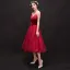 Lovely Burgundy Homecoming Graduation Dresses 2018 A-Line / Princess Suede Bow Spaghetti Straps Backless Sleeveless Tea-length Formal Dresses