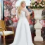 Modest / Simple Ivory Satin Plus Size Wedding Dresses 2021 A-Line / Princess V-Neck 1/2 Sleeves Floor-Length / Long Wedding