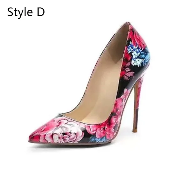 Fashion Multi-Colors Outdoor / Garden Floral Pumps 2020 Patent Leather 12 cm Stiletto Heels Pointed Toe Pumps