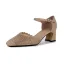 Chic / Beautiful Black Street Wear Womens Sandals 2020 Leather Rhinestone Ankle Strap 8 cm Thick Heels Square Toe Sandals
