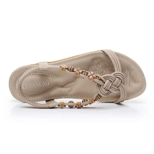 Bohême Romain Beige Plage Pantoufle & Tongs 2020 Peep Toes / Bout Ouvert Plate Chaussures Femmes