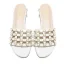 Mooie / Prachtige Zwarte Toevallig Platte Pantoffel & Slippers 2020 Parel Peep Toe Damesschoenen