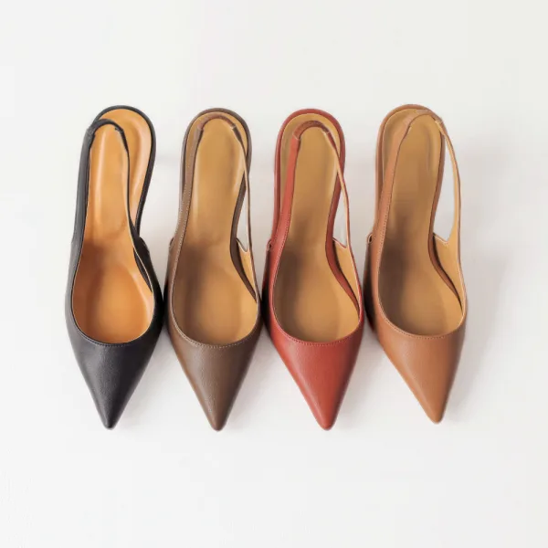 Simple Noire Bureau OL Slingbacks Sandales Femme 2020 10 cm Talons Aiguilles À Bout Pointu Sandales