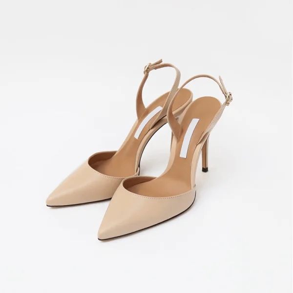 Fashion White Office OL Slingbacks Womens Sandals 2020 10 cm Stiletto Heels Pointed Toe Sandals