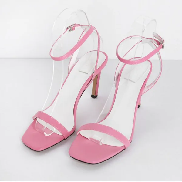 Sexy Weiß Freizeit Sandalen Damen 2020 Knöchelriemen 10 cm Stilettos Peeptoes Sandaletten