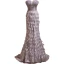 High-end Grey Handmade  Beading Pearl Sequins Feather Evening Dresses 2024 Trumpet / Mermaid Strapless Sleeveless Backless Evening Party Floor-Length / Long Formal Dresses