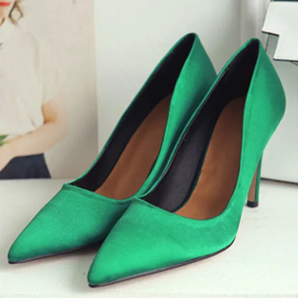 Simple Noire Demoiselle D'honneur Escarpins 2020 Satin 10 cm Talons Aiguilles À Bout Pointu Escarpins