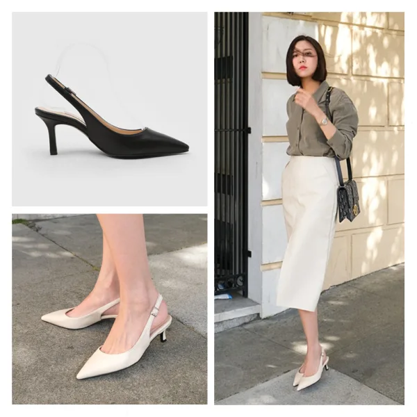 Schlicht Nude Freizeit Slingpumps Sandalen Damen 2020 8 cm Stilettos Spitzschuh Sandaletten