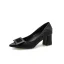 Modest / Simple Black Office OL Pumps 2020 6 cm Thick Heels Pointed Toe Pumps
