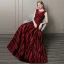 Chic / Beautiful Burgundy Evening Dresses  2018 A-Line / Princess Lace Flower Beading Crystal Scoop Neck Backless Sleeveless Floor-Length / Long Formal Dresses