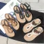 Piękne Czarne Plaża Płaskie Pantofle & Klapki 2020 Rhinestone Peep Toe Buty Damskie