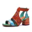 Traditionnel Orange Vêtement de rue Cuir Sandales Femme 2020 5 cm Talons Épais Peep Toes / Bout Ouvert Sandales