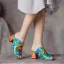 Traditionnel Bleu Vêtement de rue Sandales Femme 2020 Cuir 5 cm Talons Aiguilles Peep Toes / Bout Ouvert Sandales