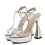 Sexy Gold Evening Party Rhinestone Womens Sandals 2020 13 cm Thick Heels Open / Peep Toe Sandals