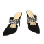 Fashion Summer Black Casual Suede Womens Sandals 2020 Leather Rhinestone 10 cm Stiletto Heels Pointed Toe Sandals