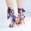 Chic / Beautiful Multi-Colors Street Wear Floral Womens Sandals 2020 Leather Ankle Strap 10 cm Stiletto Heels Open / Peep Toe Sandals