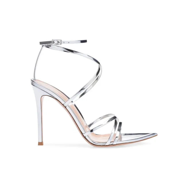 Sexy Argenté Été Club de carnaval Sandales Femme 2020 Bride Cheville 10 cm Talons Aiguilles Peep Toes / Bout Ouvert Sandales