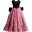 Charming Black Ruffle Flower Party Dresses 2024 A-Line / Princess Strapless Sleeveless Backless Bow Knee-Length Evening Party Cocktail Party Formal Dresses