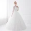 Chic / Beautiful White Wedding Dresses 2018 Ball Gown Lace High Neck 3/4 Sleeve Floor-Length / Long Wedding