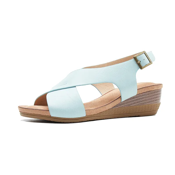 Romersk Sommar Aprikos / Beige Stranden Sandaler Dam 2020 4 cm Kilklackar Låg Klack Peep Toe Sandaler
