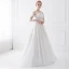 Schöne Weiß Brautkleider 2018 A Linie Schleife Mit Spitze Blumen Rundhalsausschnitt Rückenfreies 3/4 Ärmel Lange Hochzeit