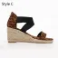 Schöne Braun Strassenmode Leopardenmuster Sandalen Damen 2020 8 cm Keilabsatz Peeptoes Sandaletten