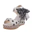 Charmant Été Noire Rendez-vous Sandales Femme 2020 Tachetée Noeud 10 cm Compensées Peep Toes / Bout Ouvert Sandales