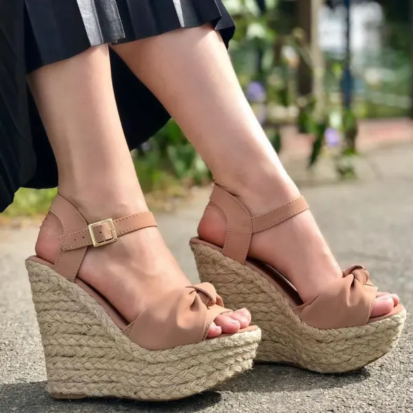 Affordable Clover Green Street Wear Braid Womens Sandals 2020 11 cm Wedges Open / Peep Toe Sandals
