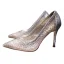 Charming Silver Cocktail Party Rhinestone Pumps 2020 Leather 10 cm Stiletto Heels Pointed Toe Pumps