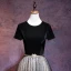 Chic / Beautiful Black Prom Dresses 2018 A-Line / Princess Sash Suede Scoop Neck Backless Short Sleeve Tea-length Formal Dresses