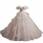 Elegant White Appliques Cascading Ruffles Prom Dresses 2024 A-Line / Princess Spaghetti Straps Short Sleeve Backless Sweep Train Prom Prom Dresses
