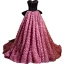 Fashion Fuchsia Ruffle Flower Prom Dresses 2024 Ball Gown Strapless Sleeveless Backless Bow Court Train Prom Formal Dresses