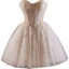 Sexy Ivory / Creme Perlenstickerei Pailletten Kurze Partykleider 2024 Bandeau Ärmellos Rückenfreies Cocktail Abend Festliche Kleider