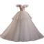 Charming Light White Beading Lace Flower Appliques Wedding Dresses 2024 Ball Gown Spaghetti Straps Sleeveless Backless Floor-Length / Long Wedding