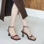 Schlicht Sommer Freizeit Beige Sandalen Damen 2020 Leder Knöchelriemen 7 cm Stilettos Peeptoes Sandaletten