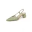 Simple Été Slingbacks Vert Cendré Désinvolte Sandales Femme 2020 Cuir 4 cm Talon Bas À Bout Pointu Sandales